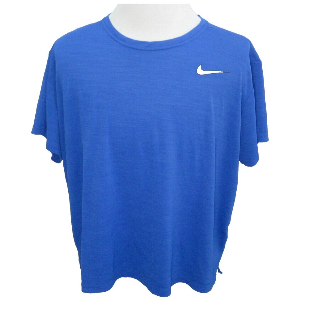 NIKE Men's (Size 2XL) Blue Short Sleeve Athletic Dri-Fit Logo T-Shirt Tennis Gym